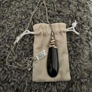 Brighton Black Agate Pendant Long Necklace